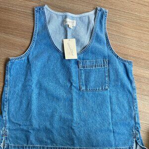Universal Thread Shirt Womens Smal Blue Denim Tank Top Pocket Scoop Neck